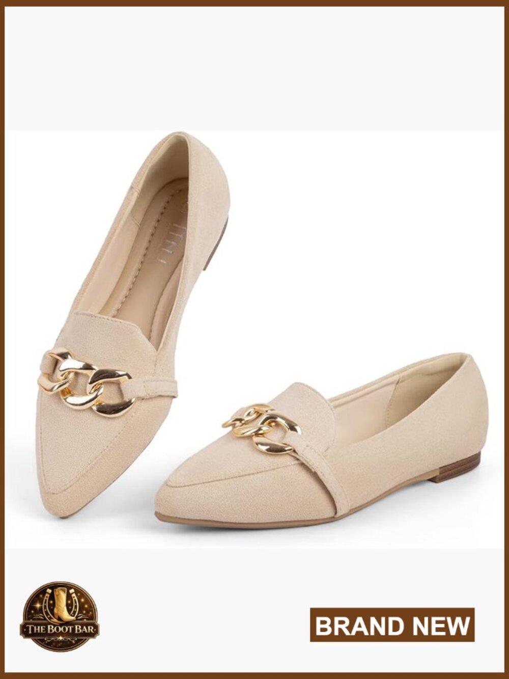 Women's Loafers Chain Flats Pointed Toe Slip-On Memory Foam